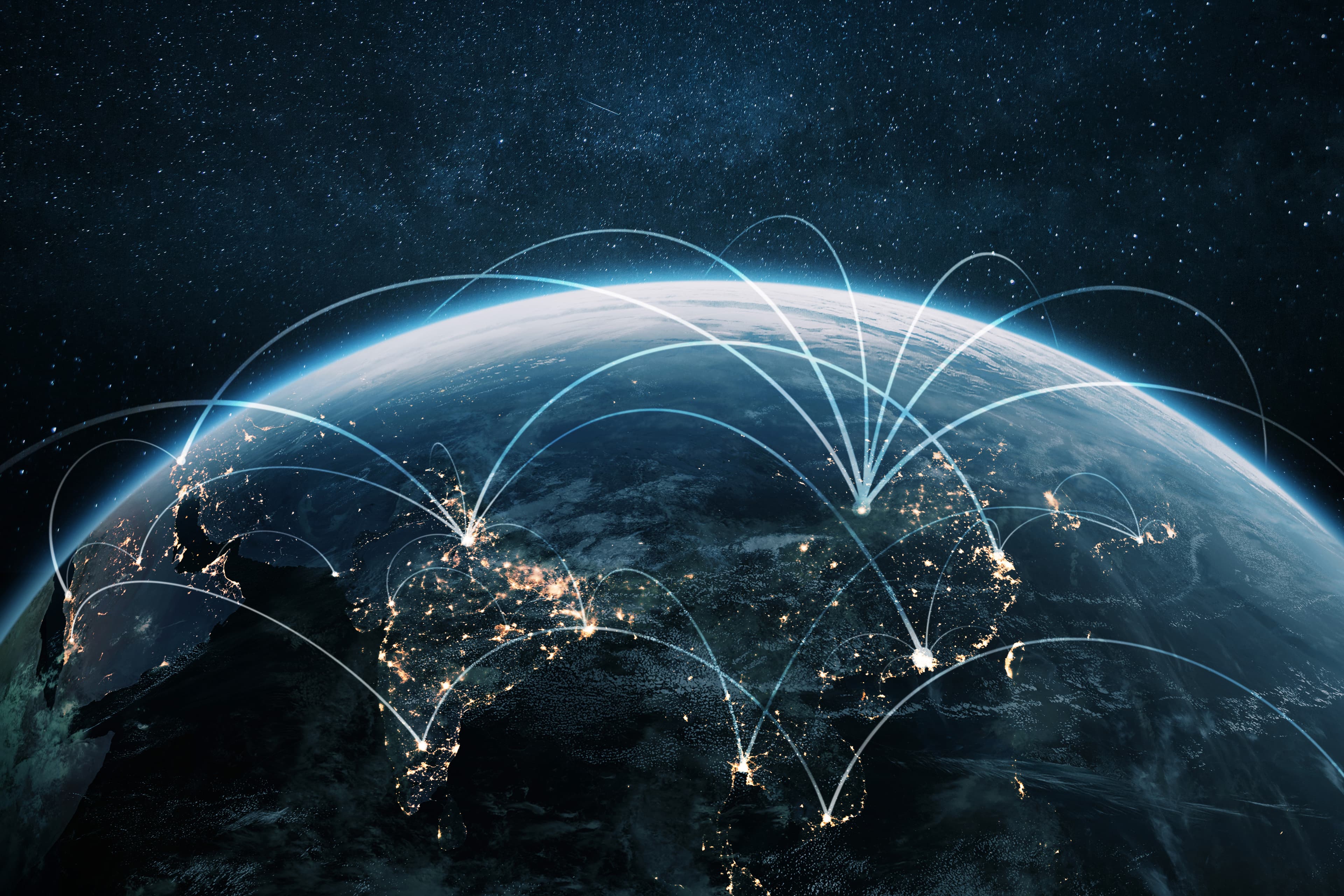 Night planet earth Asian countries with light lines of communication and connection. Business and finance, concept.  Global communications system and the World Wide Web. Technologies and communication
https://assets.science.nasa.gov/content/dam/science/esd/eo/content-feature/nightlights/images/media/BlackMarble_2016_Asia_composite.png